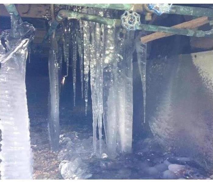 A frozen pipe leaks